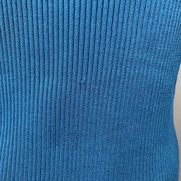 Boston Proper 1/4 Zip Sweater Women’s Sz L Fitted Teal-ish Blue Pullover - Picture 7 of 9
